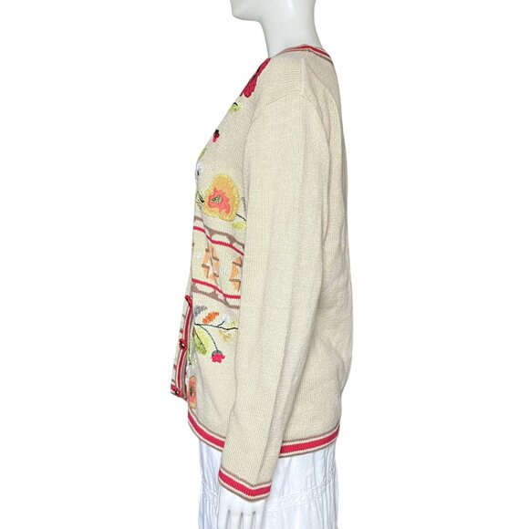 Vintage 90s Storybook Knits Embroidered Fall Sweater. Small. Cottagecore Grandma - Picture 4 of 13